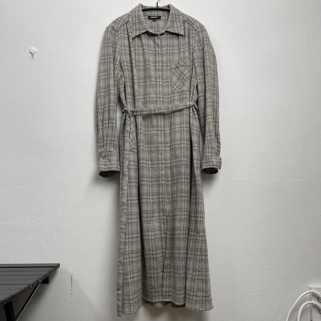 한섬 DKNY 베이지 체크 셔츠 롱 원피스 XS 상품이미지1