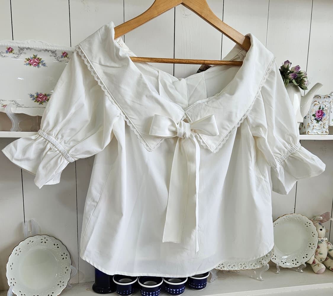 (Honey Cinnamon) 빅카라 리본 블라우스 상품이미지2