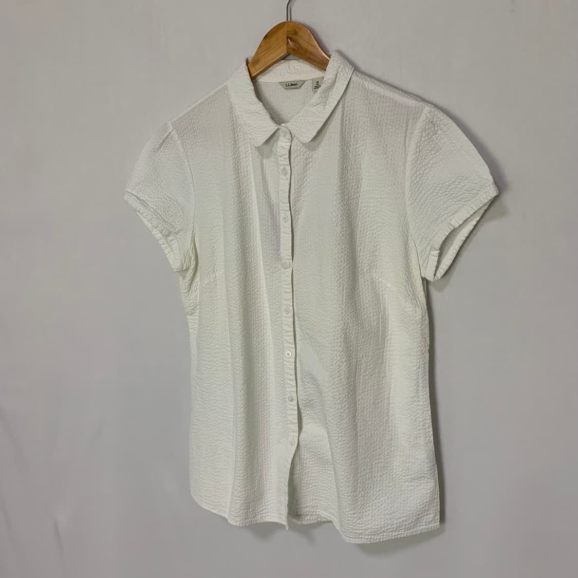 LLBean 엘엘빈 엠보싱 반팔 셔츠 블라우스 여성 모리걸 빈티지 M 상품이미지2