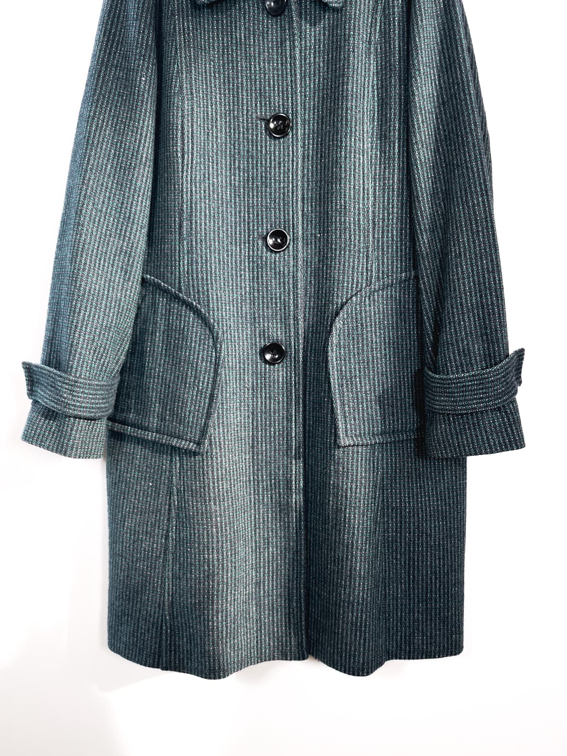 빈티지 블루 그린 울 코트 상품이미지4