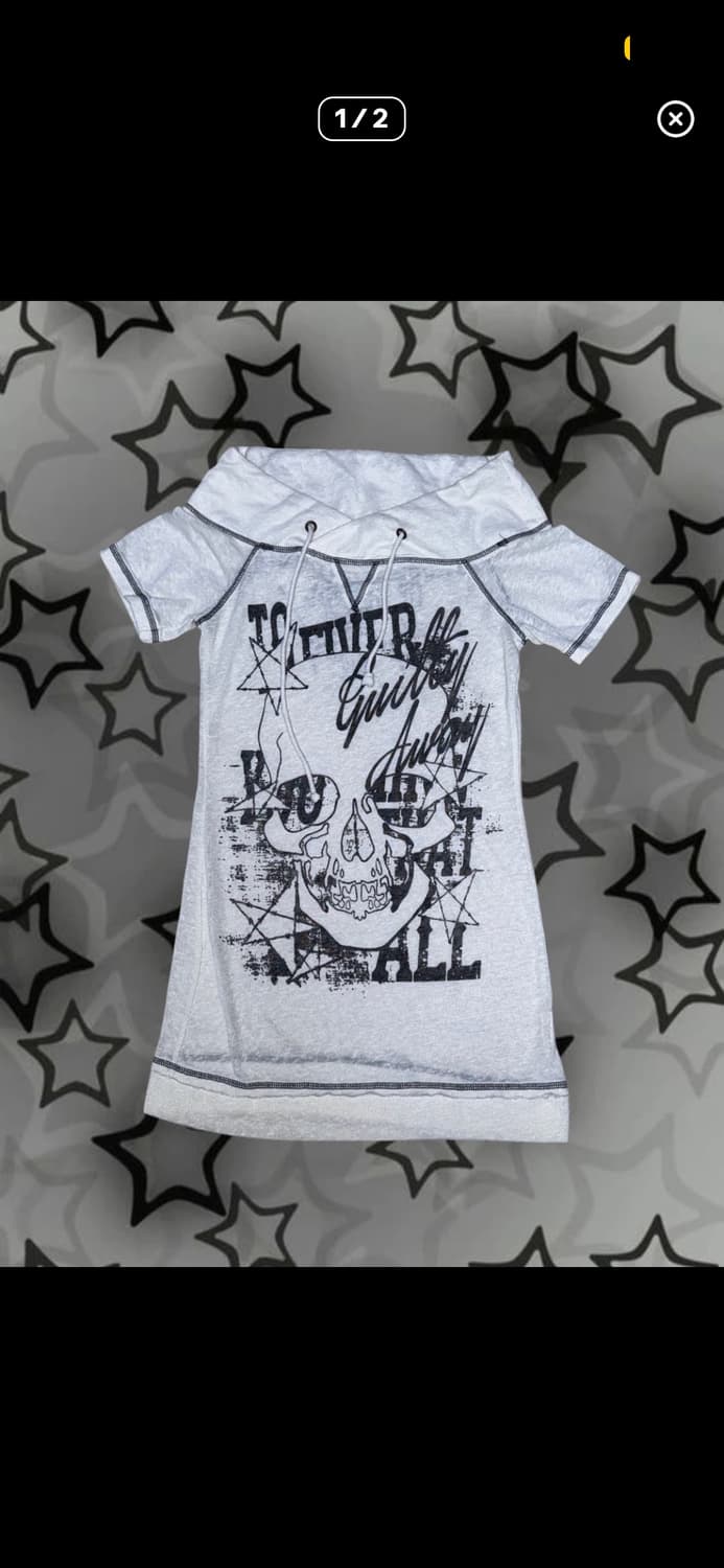 Y2K 펑크 빈티지 반팔 티셔츠 겸 원피스 상품이미지1