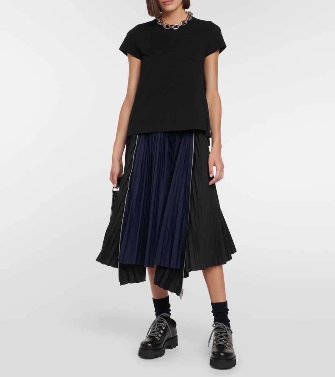 사카이 ZIP 플리츠 스커트 블랙 상품이미지4
