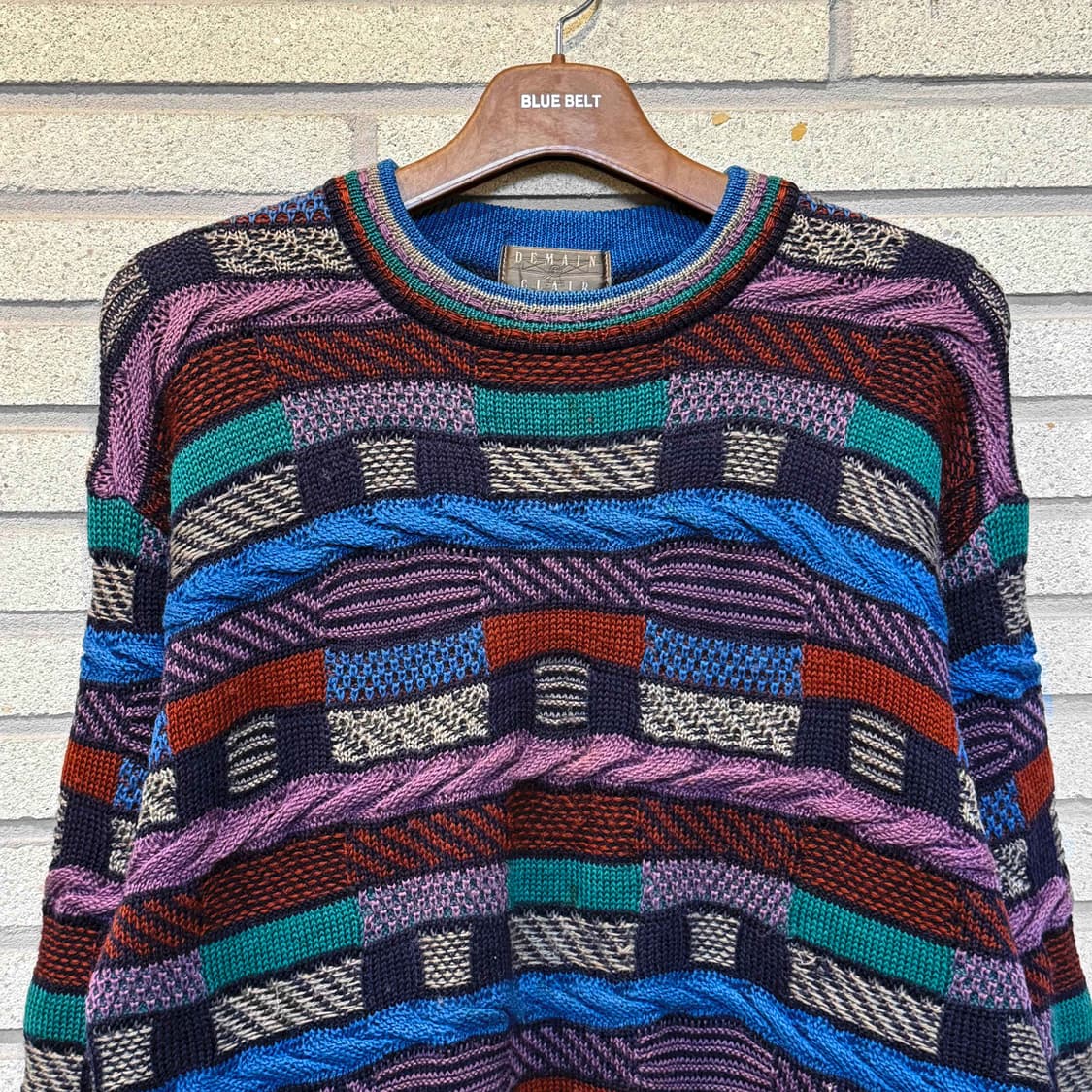 JPN VINTAGE 멀티 케이블 패치워크 울니트 믹스패턴 디테일 상품이미지3