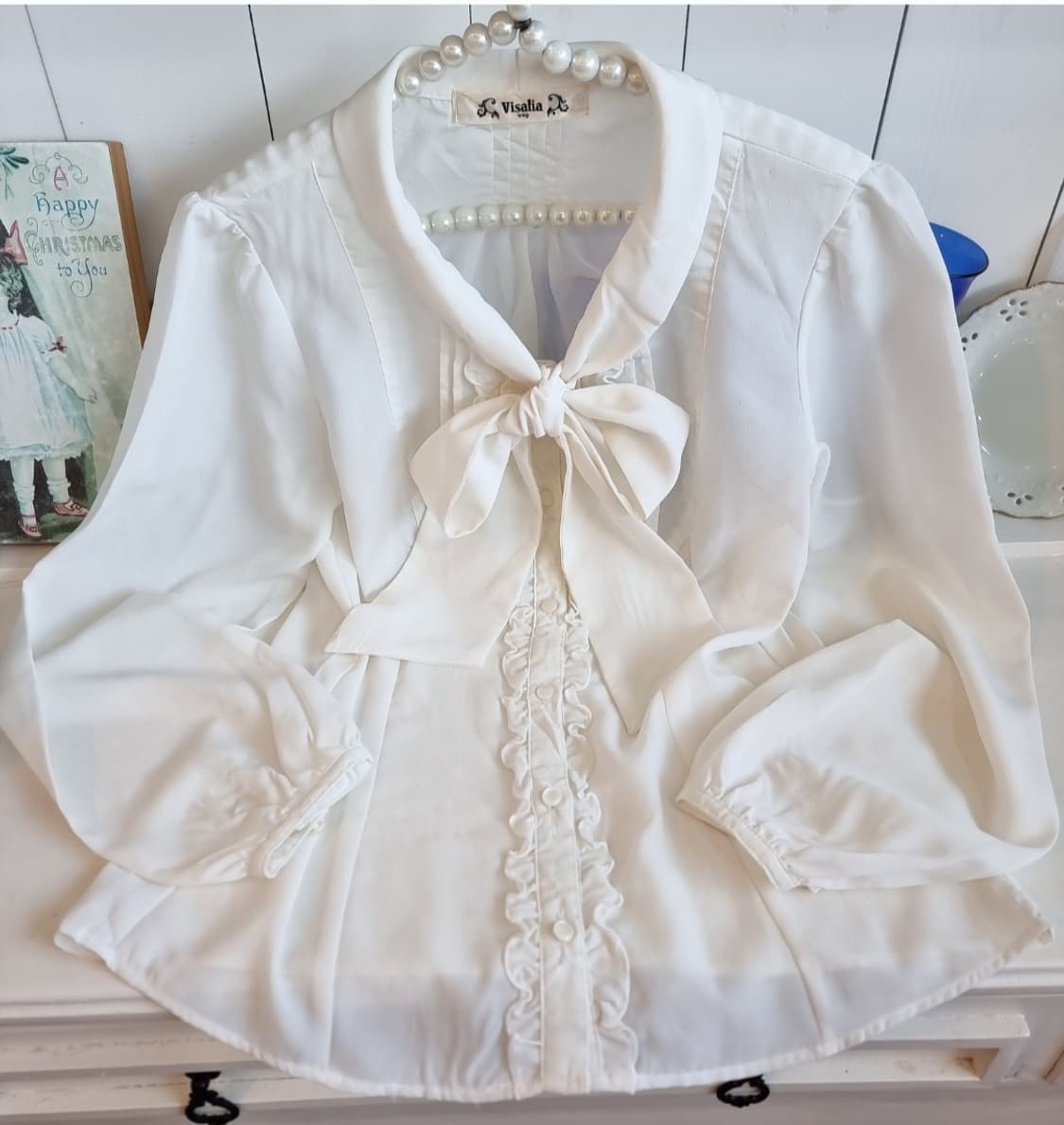 Visalia  리본 프릴 블라우스 상품이미지1