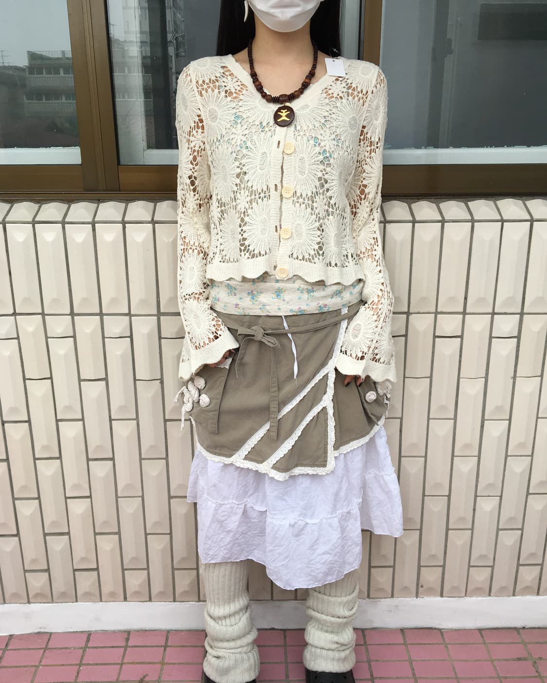 Flower pattern crochet cardigan 상품이미지1
