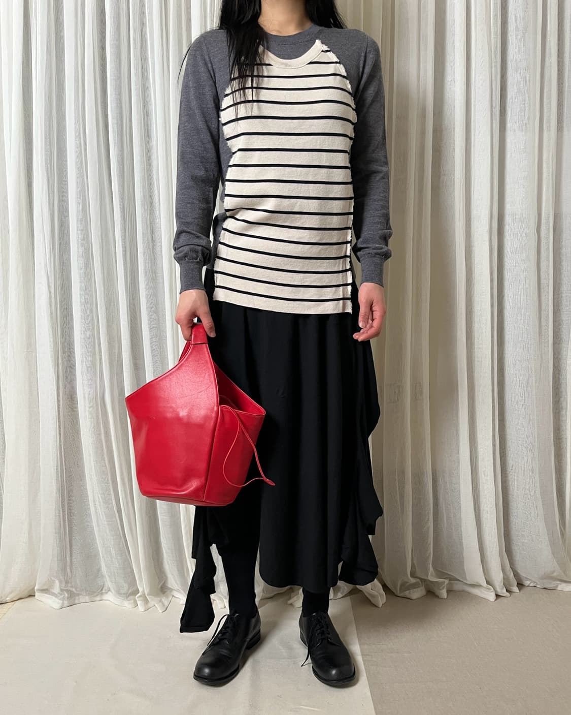 꼼데가르송 스트라이프 패치 니트 conme des garcons 상품이미지1