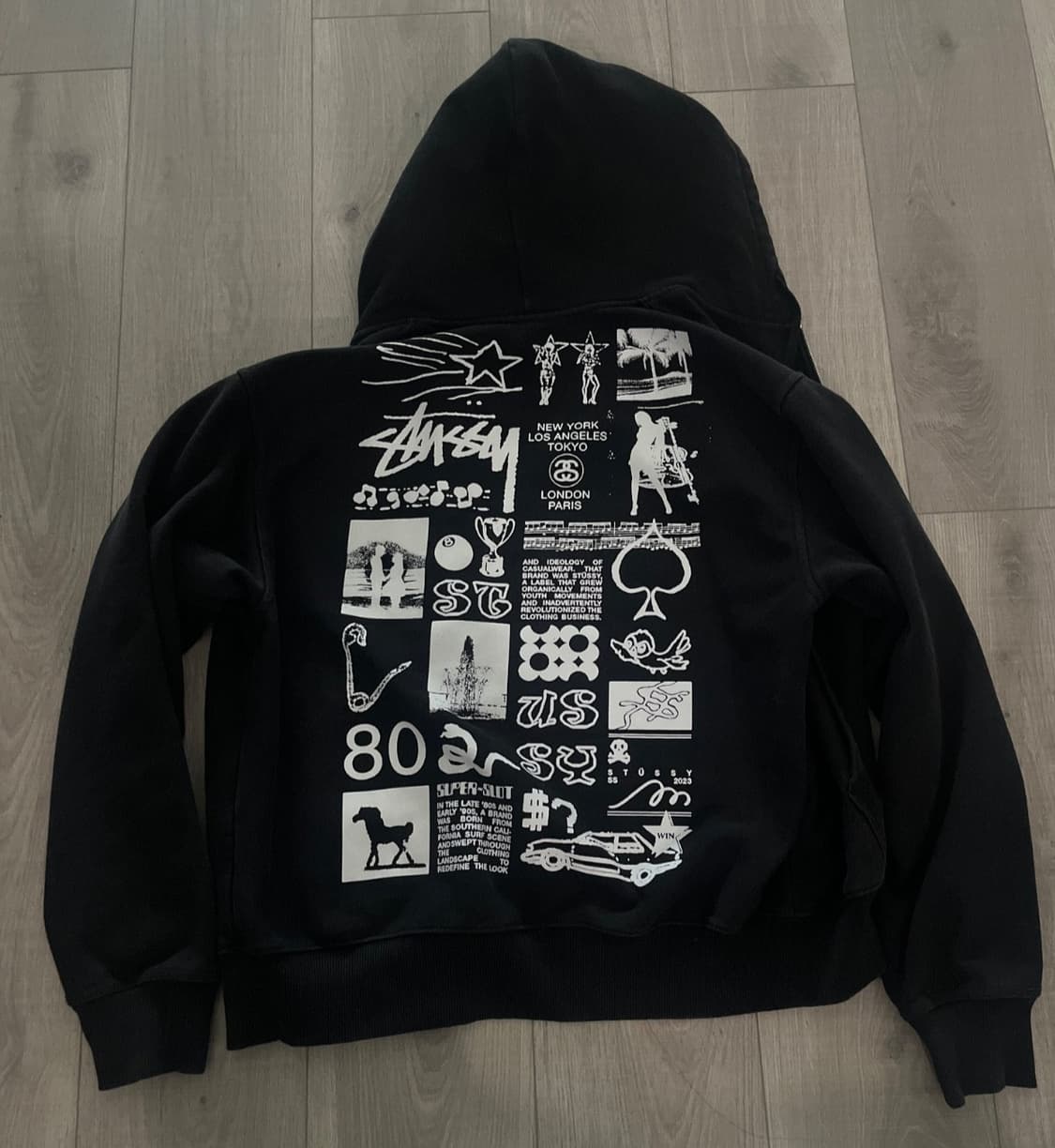 23SS 스투시 사라 후드집업 워시드 블랙 상품이미지1