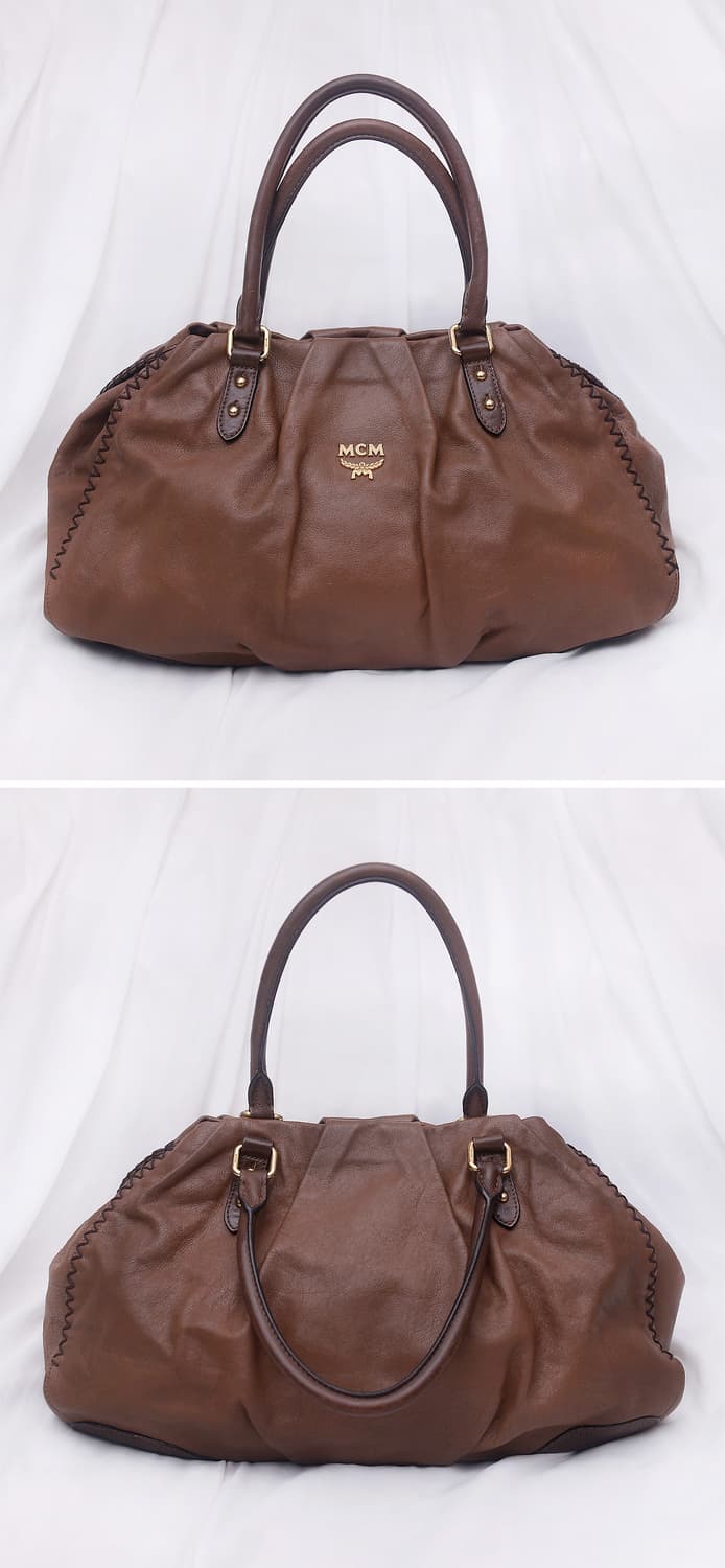 MCM 브라운 카프스킨 셔링 레더 토트백.보스턴백 상품이미지3