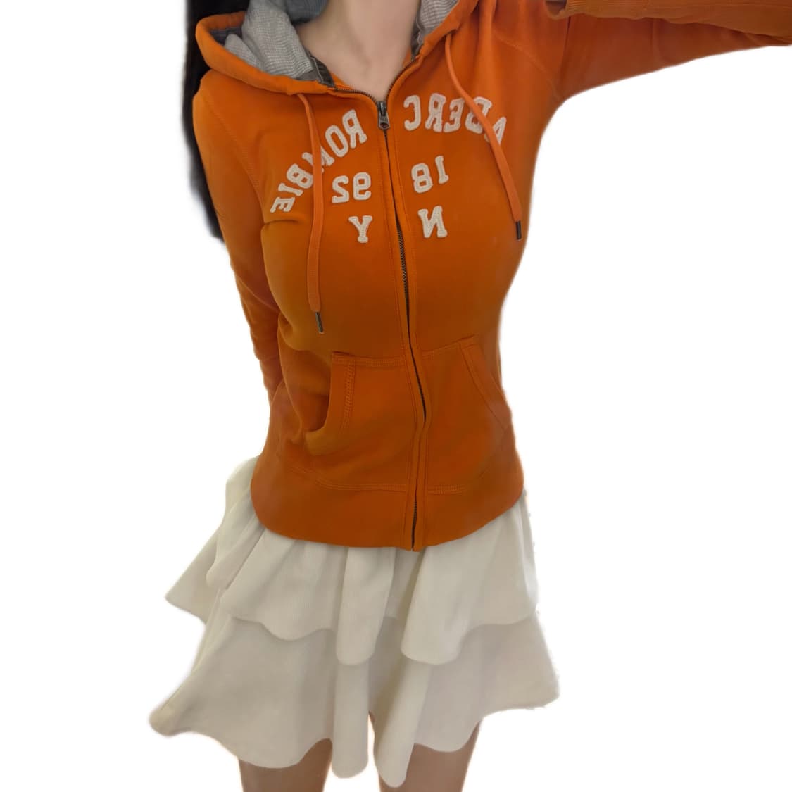 아베크롬비 딱붙핏 오렌지 후드집업 상품이미지1