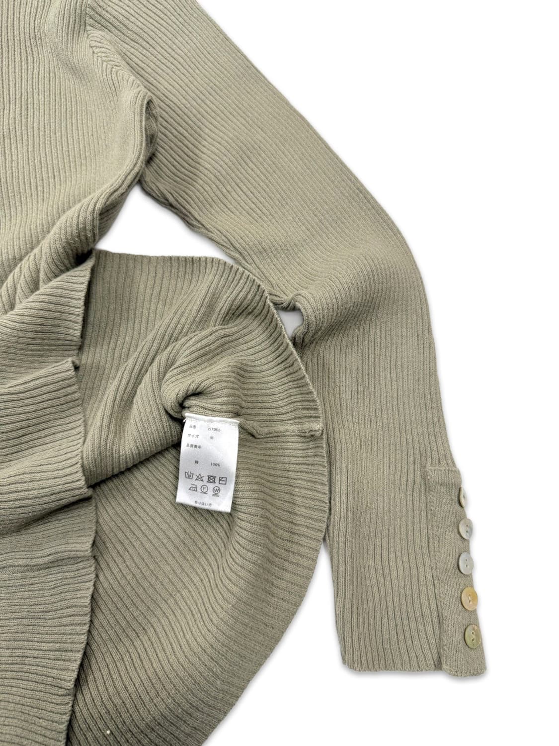 빈티지 CLASSICAL ELF 카키 하이넥 디테일 단추 니트 상품이미지5