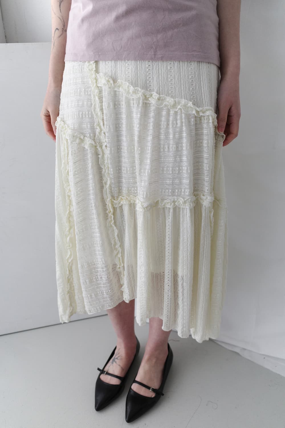 lace patch knit skirt  상품이미지5