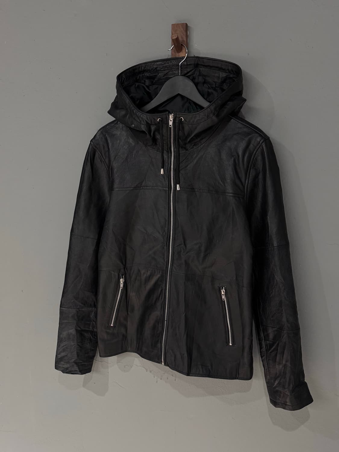 Roshell 양가죽 후드집업 가죽자켓 상품이미지2