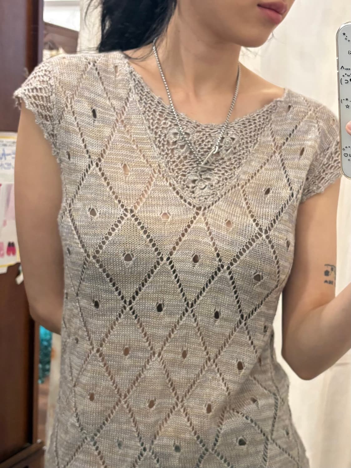 jpn vintage crochet knit top  상품이미지3