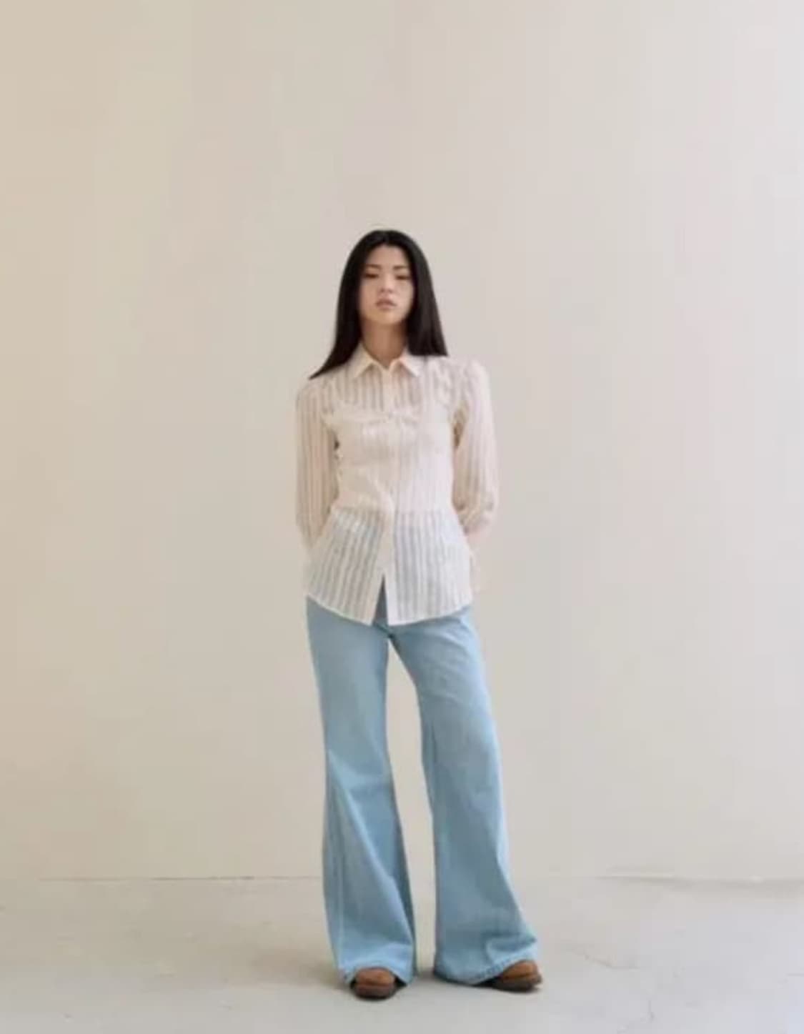 택o새제품) 플레따 스트라이프 크림 셔츠 s 상품이미지1