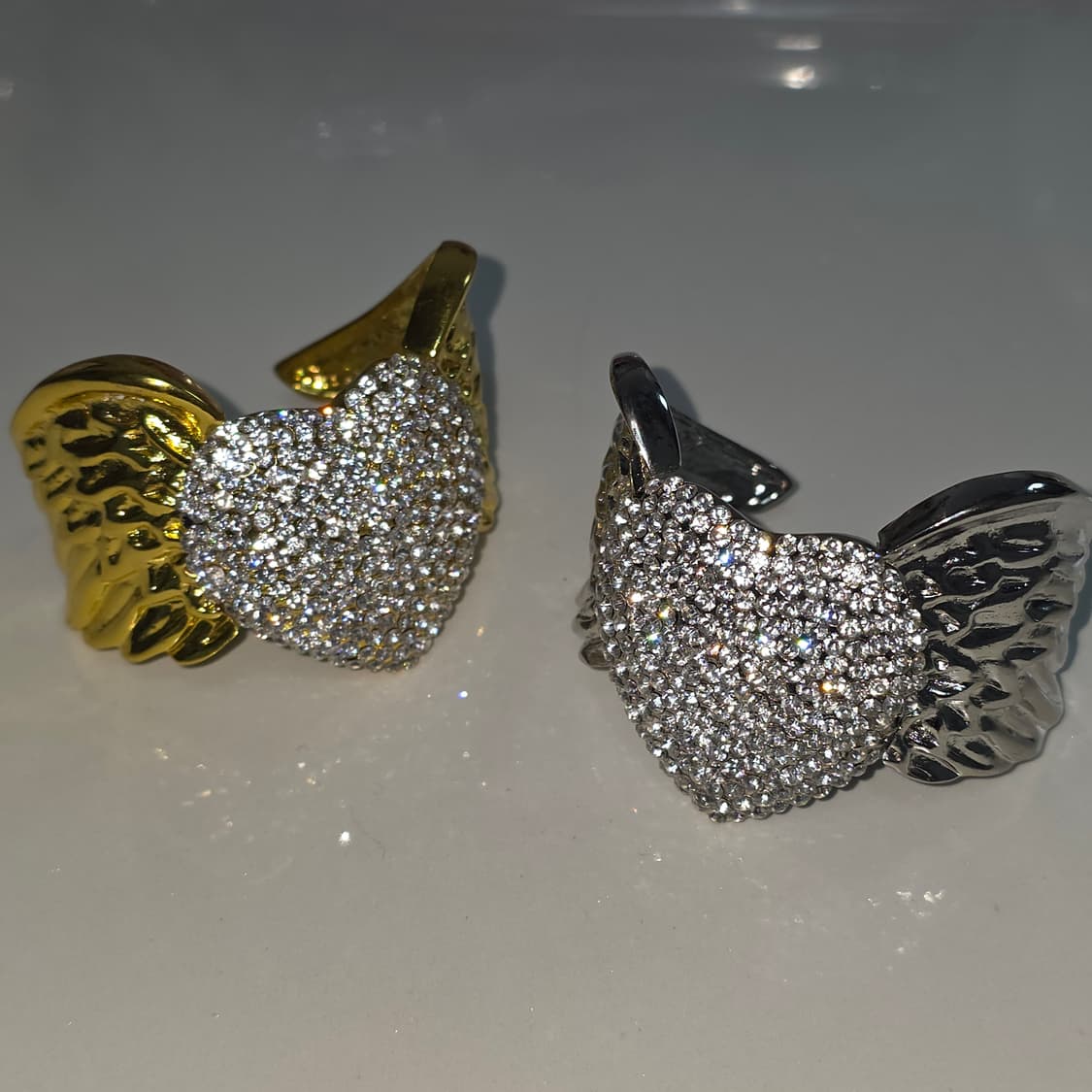 빈티지)y2k 고스펑크 하트천사 오네갸루 대대장 뱅글 큐빅 팔찌 상품이미지1