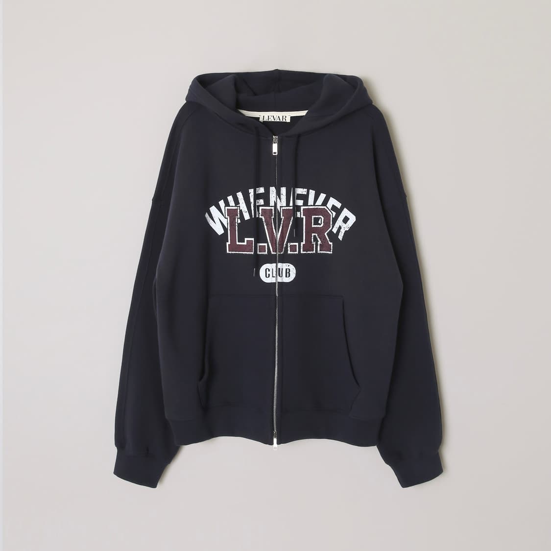 르바) L.V.R Overlay Zip Hoodie - Navy 상품이미지1