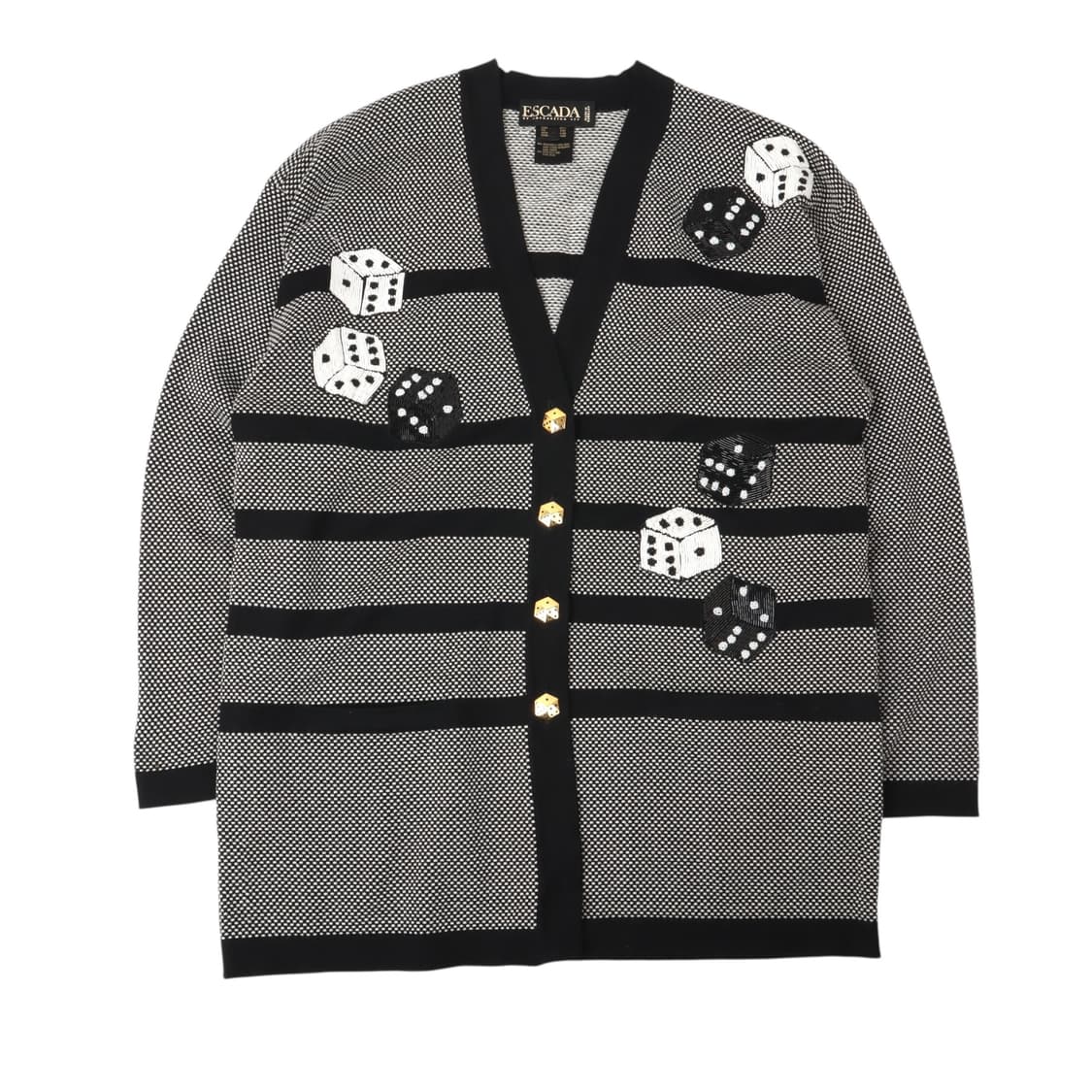 Escada 에스카다 골드 실크 울 다이스 비즐 가디건 상품이미지1
