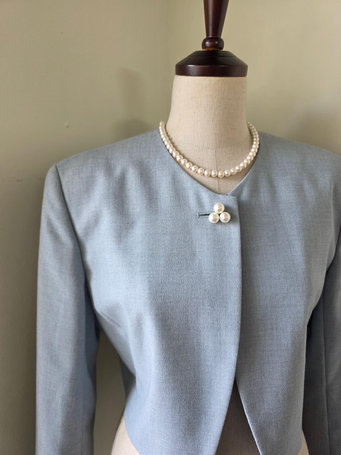 노카라 진주 원버튼 자켓 상품이미지1