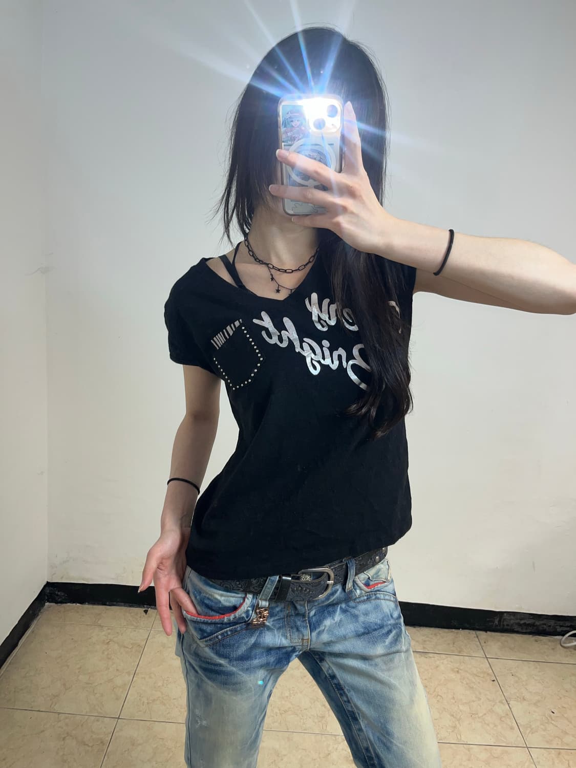 00‘s 포켓 레터링 프린팅 티셔츠 상품이미지1