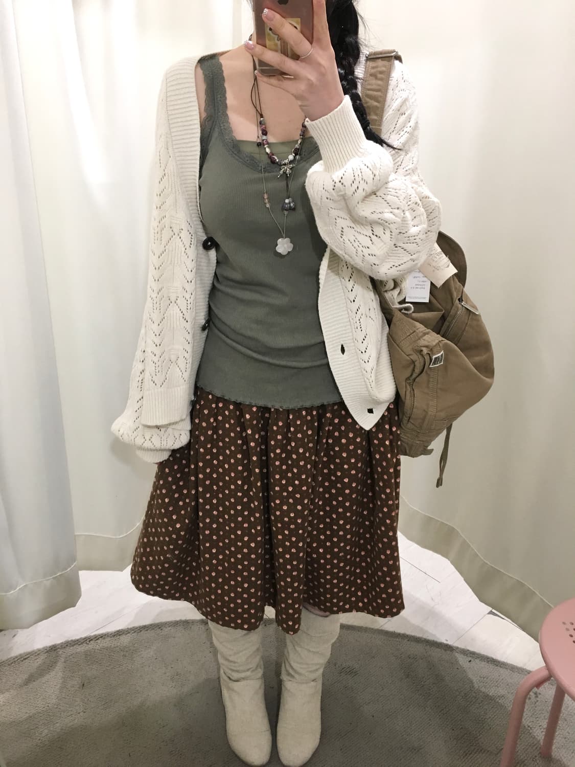 Olive Lace Padded Cami 상품이미지3