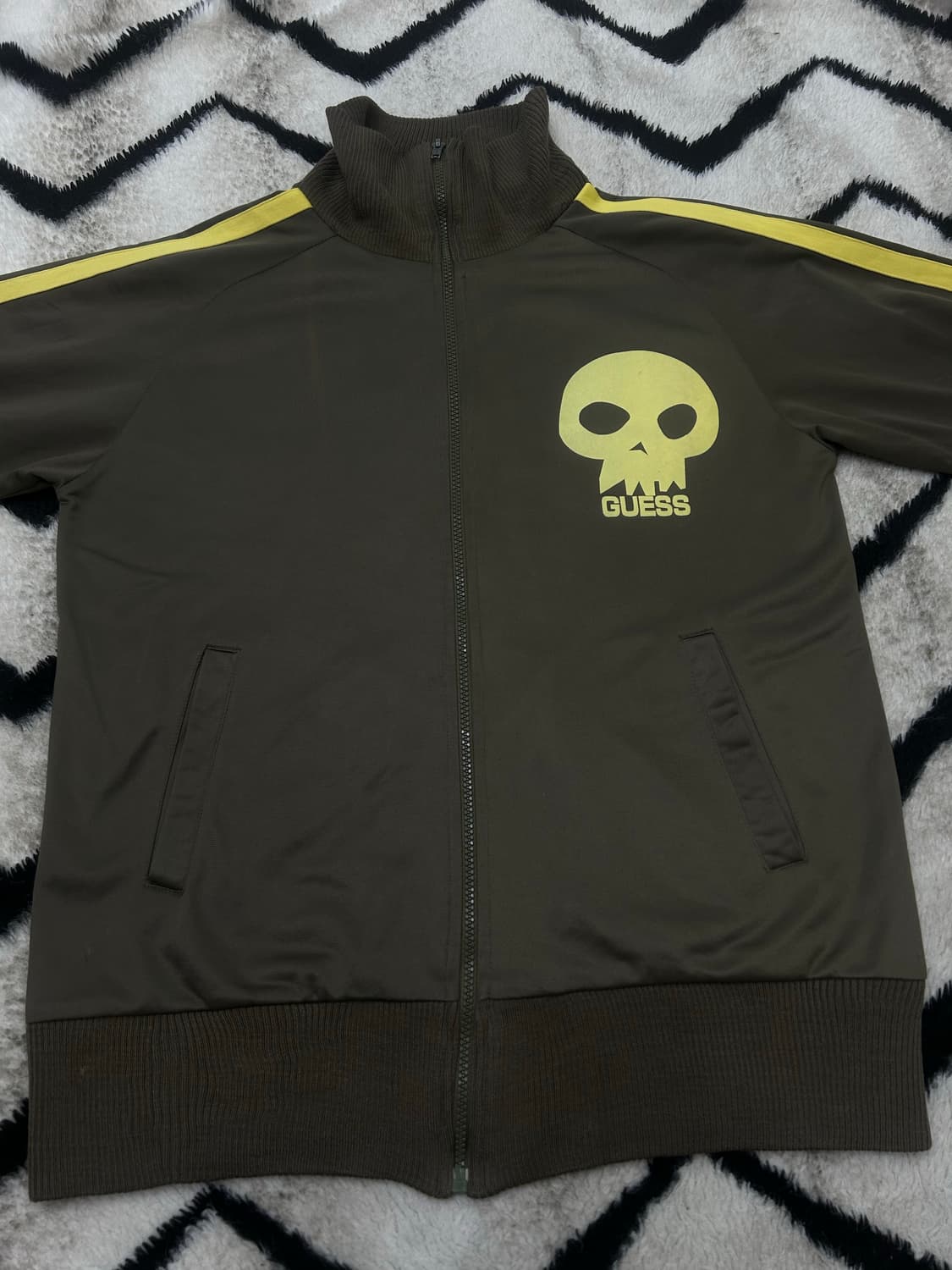 [L]게스 90s 하이넥 빅로고 져지/카키엘로우 상품이미지2