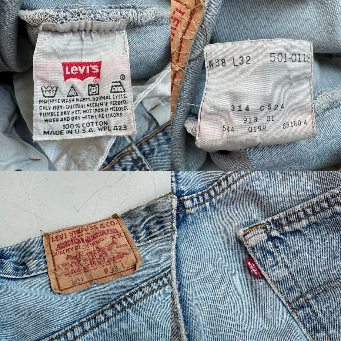 리바이스 90s 501 USA 워싱 데님팬츠 상품이미지10