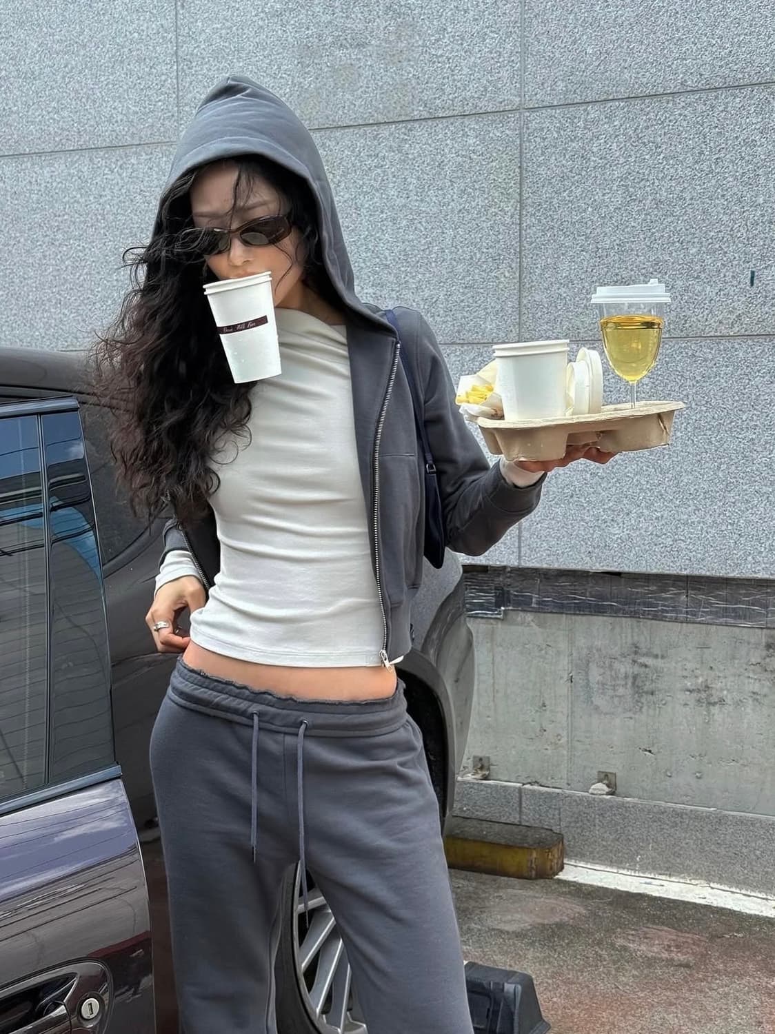 (새상품) 베리시 ERA 슬림핏 후드집업 팬츠 셋업 그레이 상품이미지3