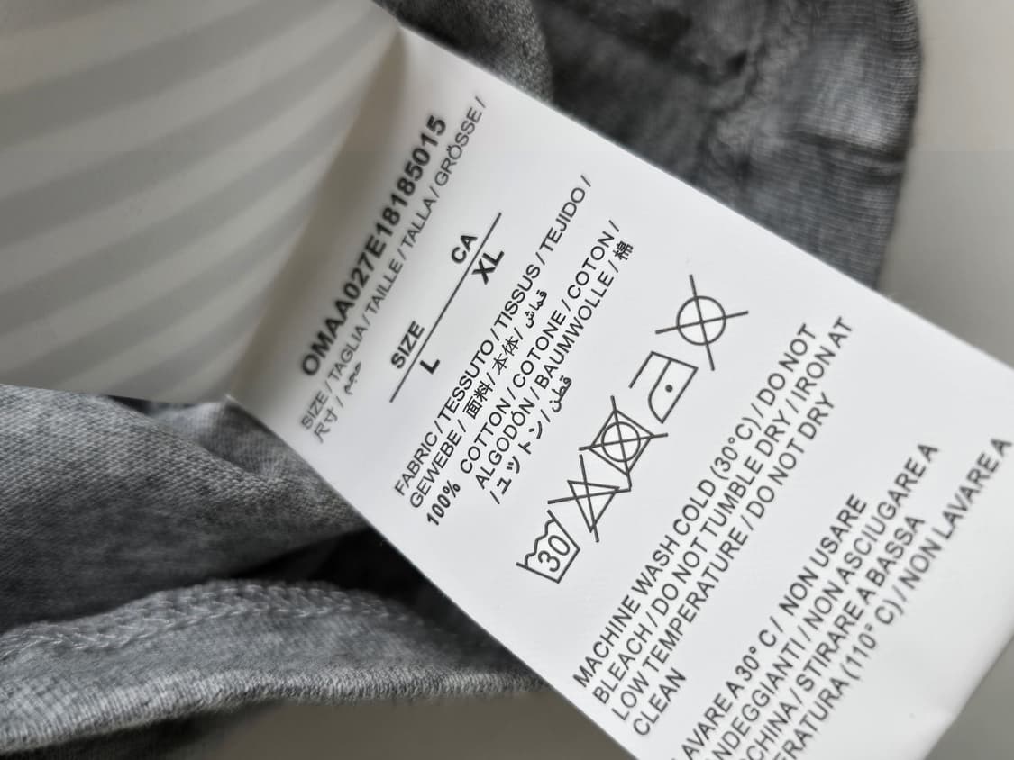 오프화이트 18-19 fw 옐로우 에로우 반팔 티셔츠 그레이 L 상품이미지6