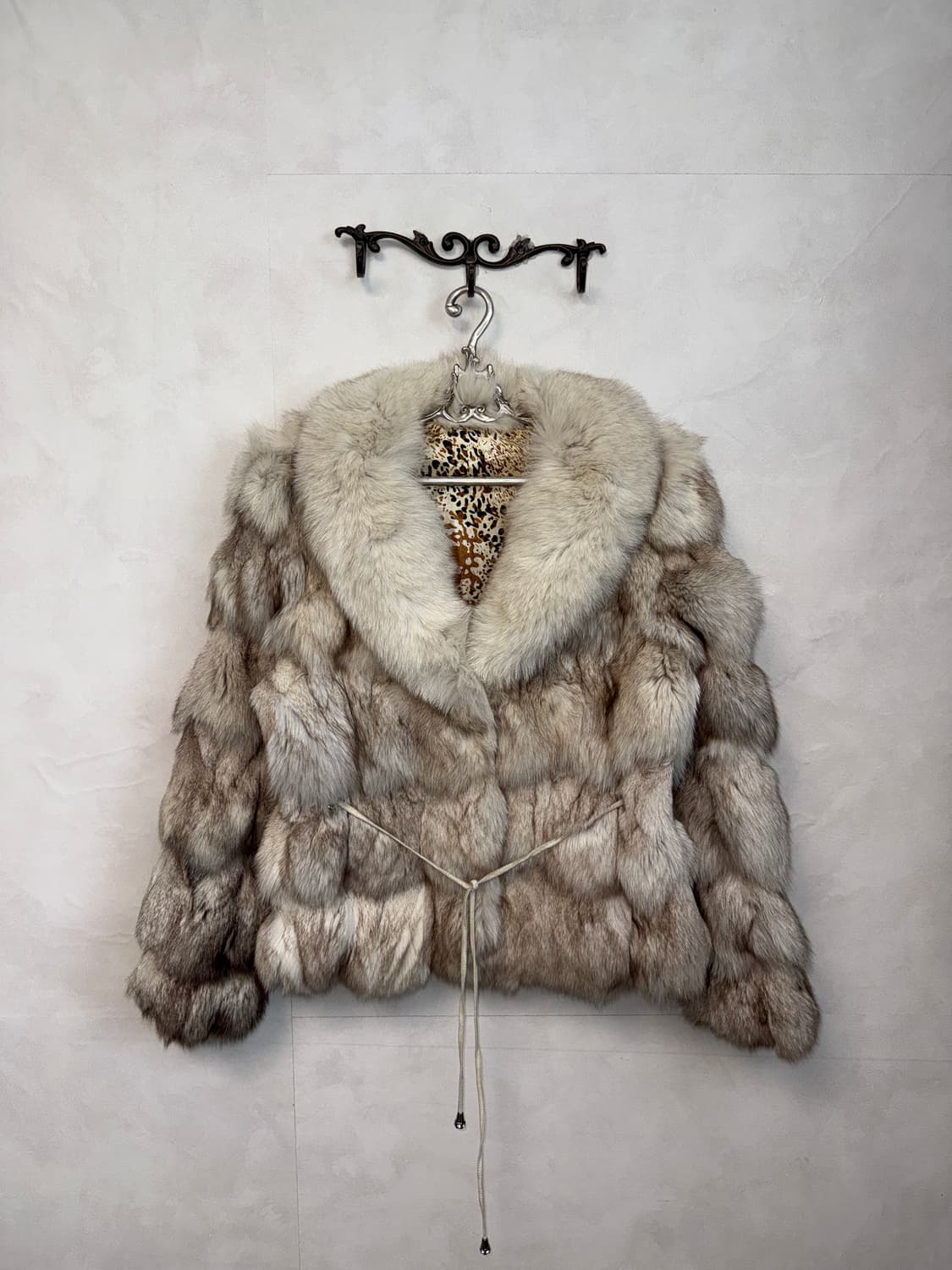 Mixed ivory brown fox fur strap jacket  상품이미지1