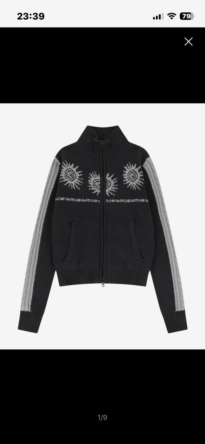 아캄 Sun Jacquard Zip-Up Sweater 차콜 상품이미지1