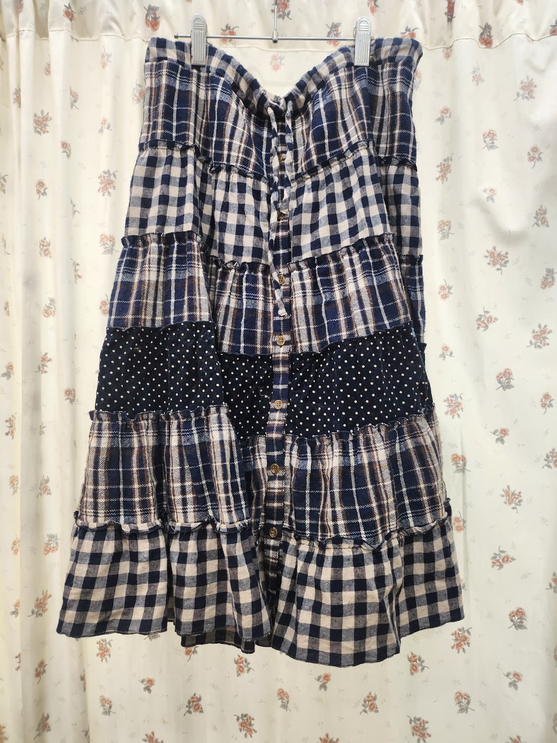 (지구샵) 체크 롱 스커트 상품이미지1