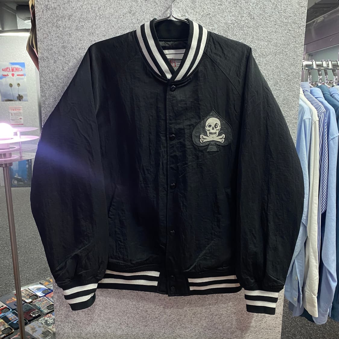 빈티지 스컬 자수 빅로고 누빔 새틴 자켓  B3011 상품이미지2