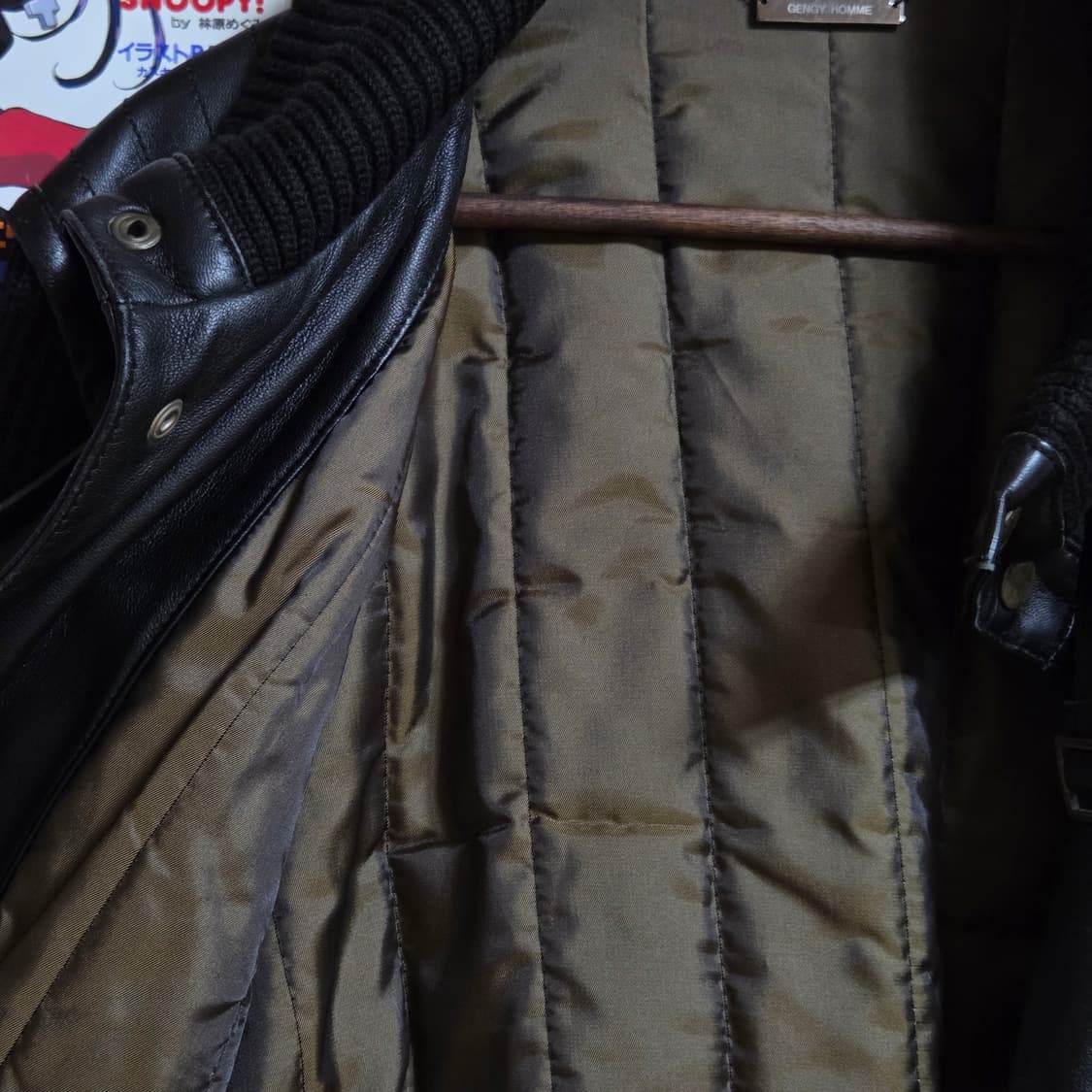 빈티지 양가죽 니트 배색 넥버클 블랙 누빔 자켓 상품이미지9