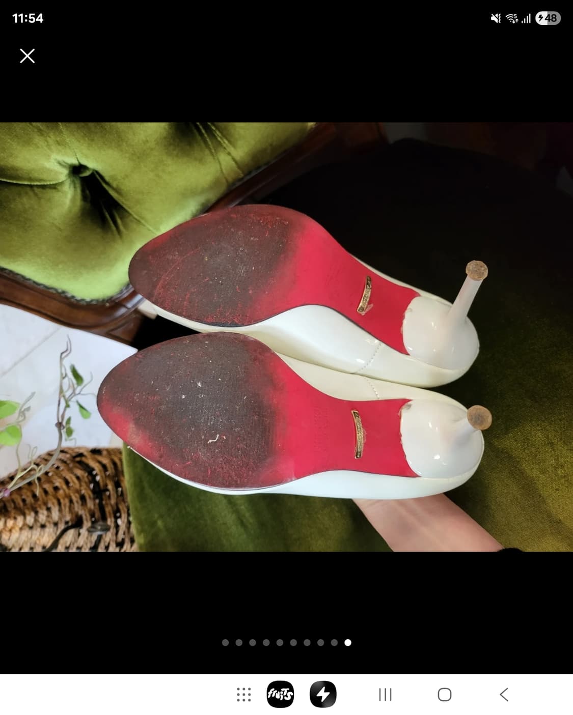 백화점구입 수제화 더슈 에나멜 화이트 토오픈 하이힐 펌프스  상품이미지10