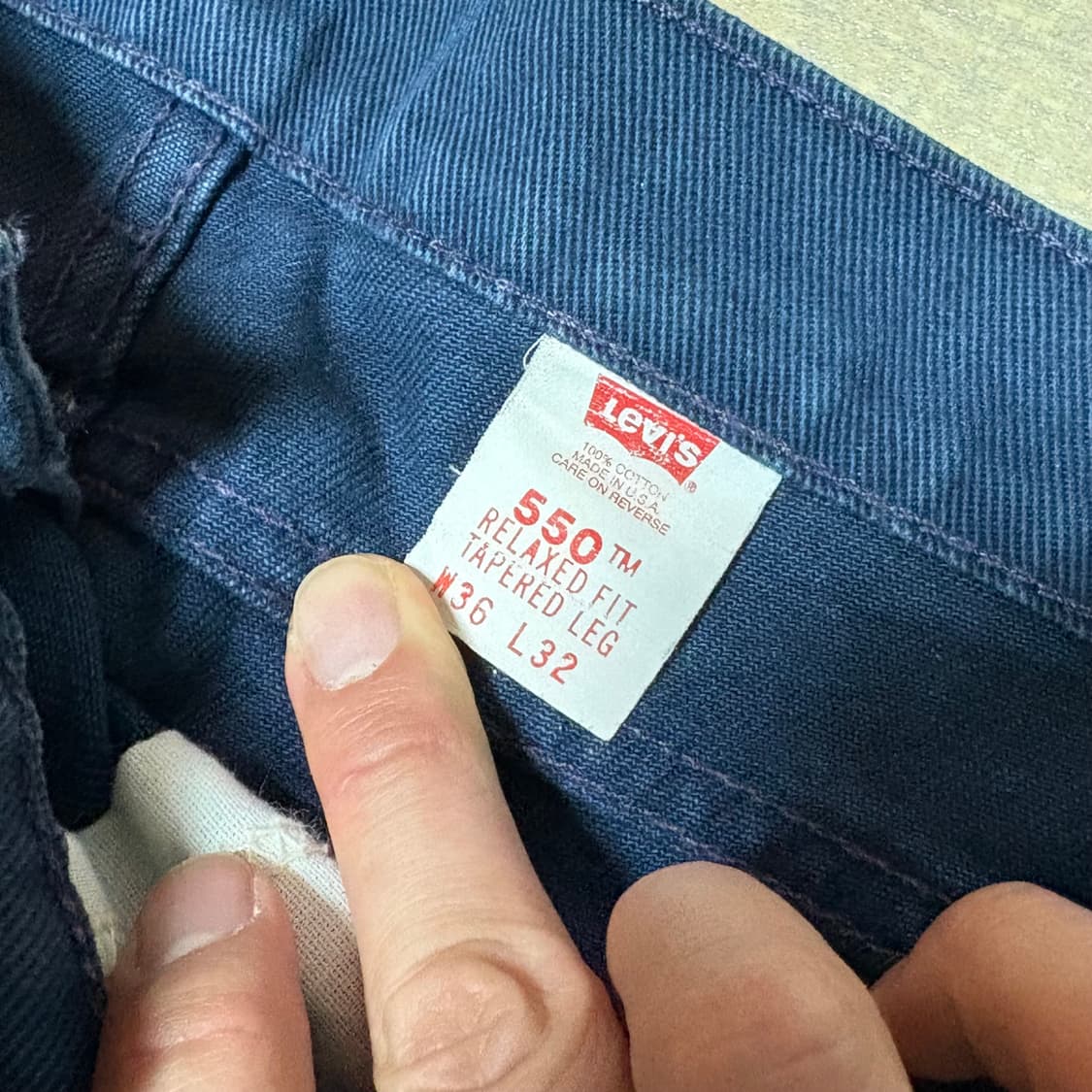 90s USA🇺🇸 리바이스 550 오렌지 탭 네이비 진청 상품이미지4