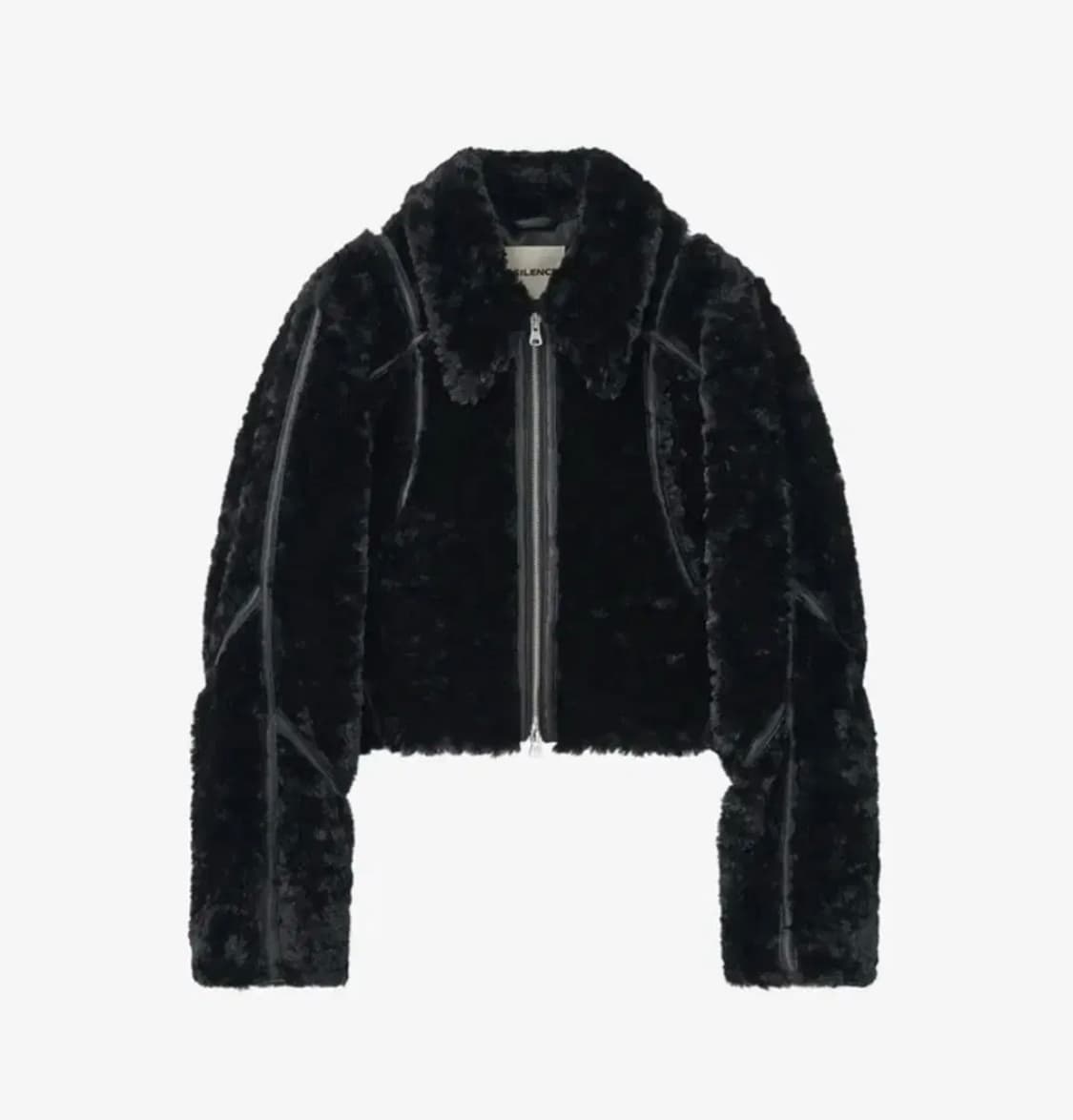 인사일런스 우먼 레더 바인딩 에코 퍼 점퍼 블랙 상품이미지2