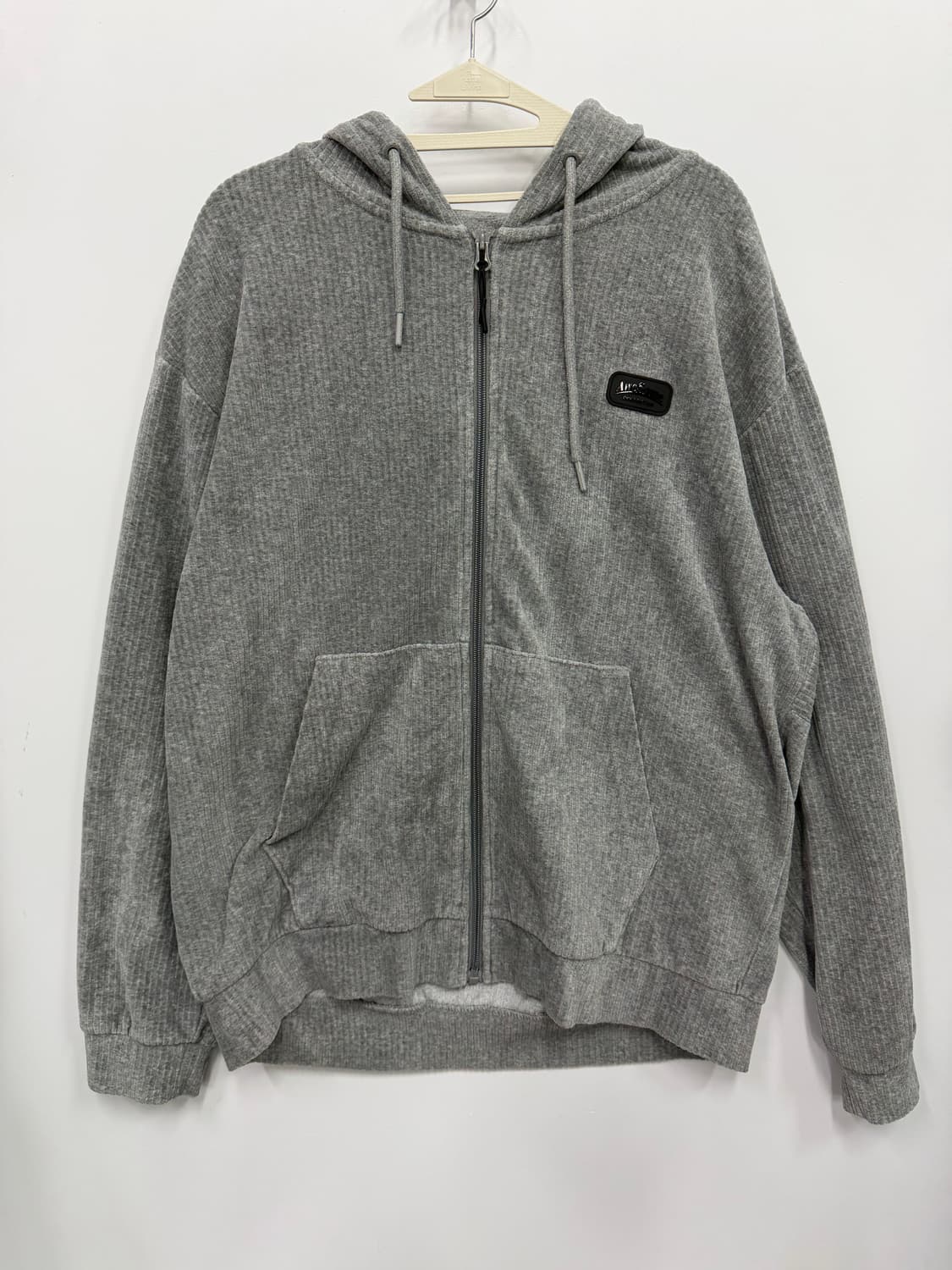 그레이 벨벳 코듀로이 후드집업 상품이미지1