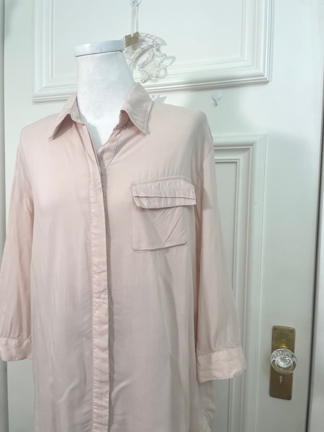 sheer pink pocket point summer blouse 상품이미지7