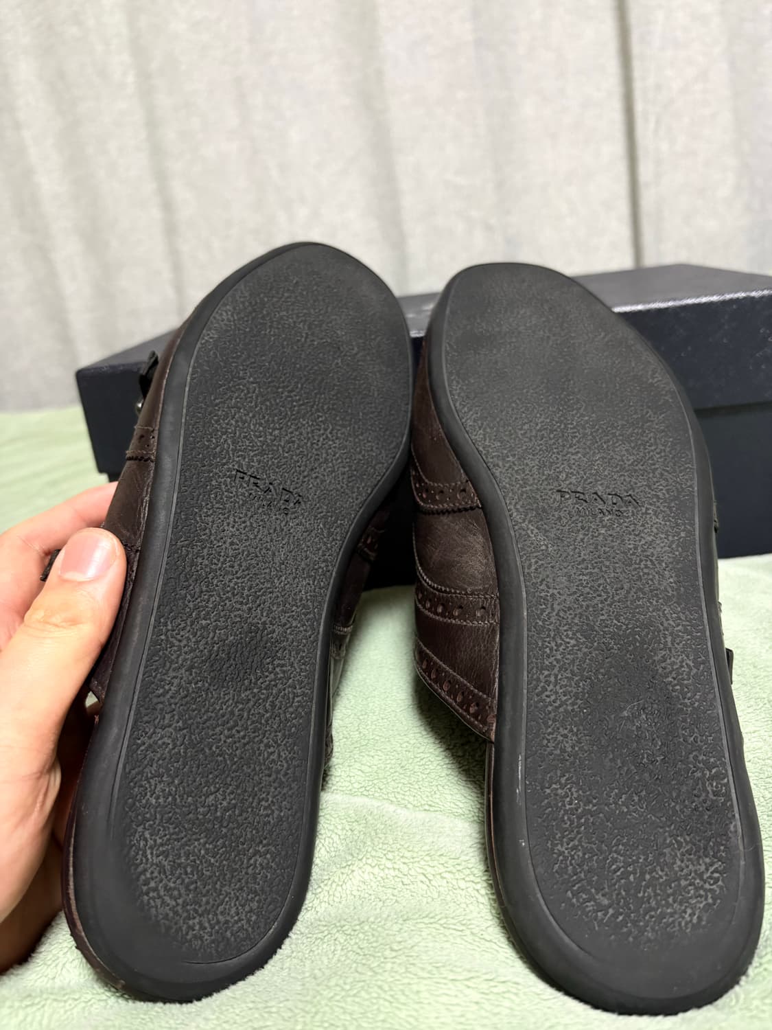 프라다 컬랩스 더블몽크 뮬 25ss 다크브라운 8.5 풀박 상품이미지5