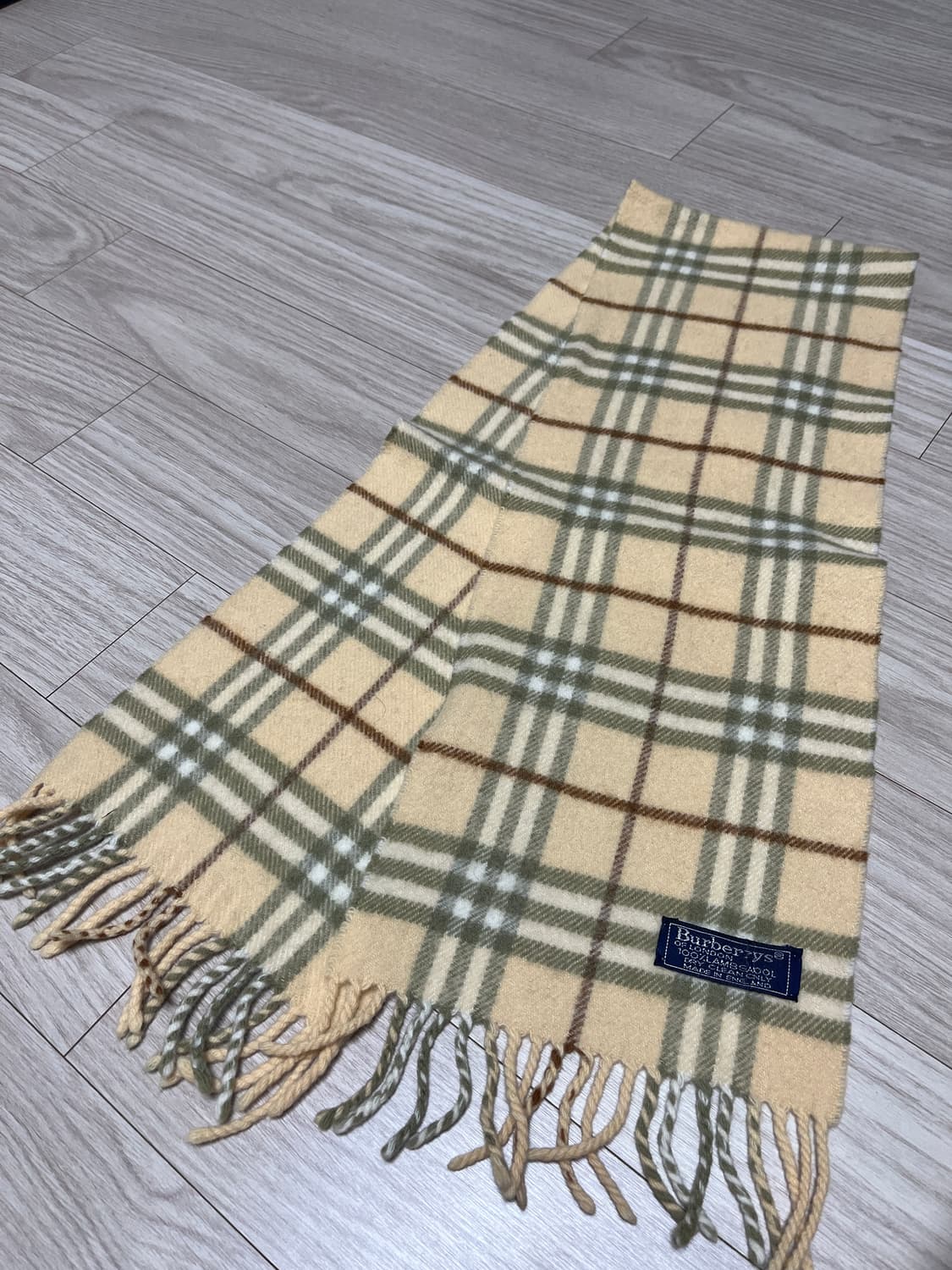 버버리 램스울100 머플러 유니크 옐로우베이지 체크 상품이미지2