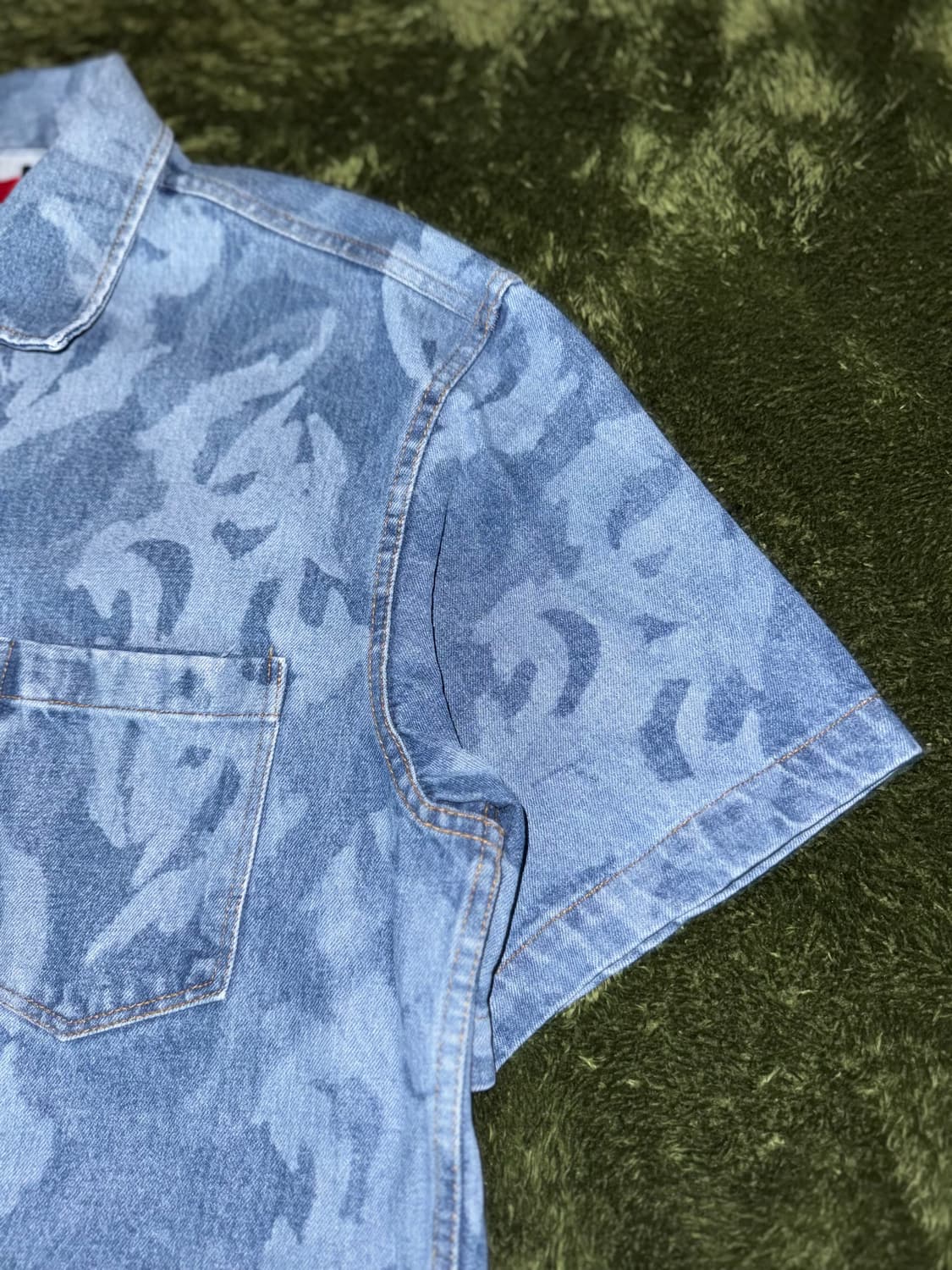 [M] KUSIKOHC 쿠시코크 플레임 그래픽 데님 하프 셔츠 상품이미지4