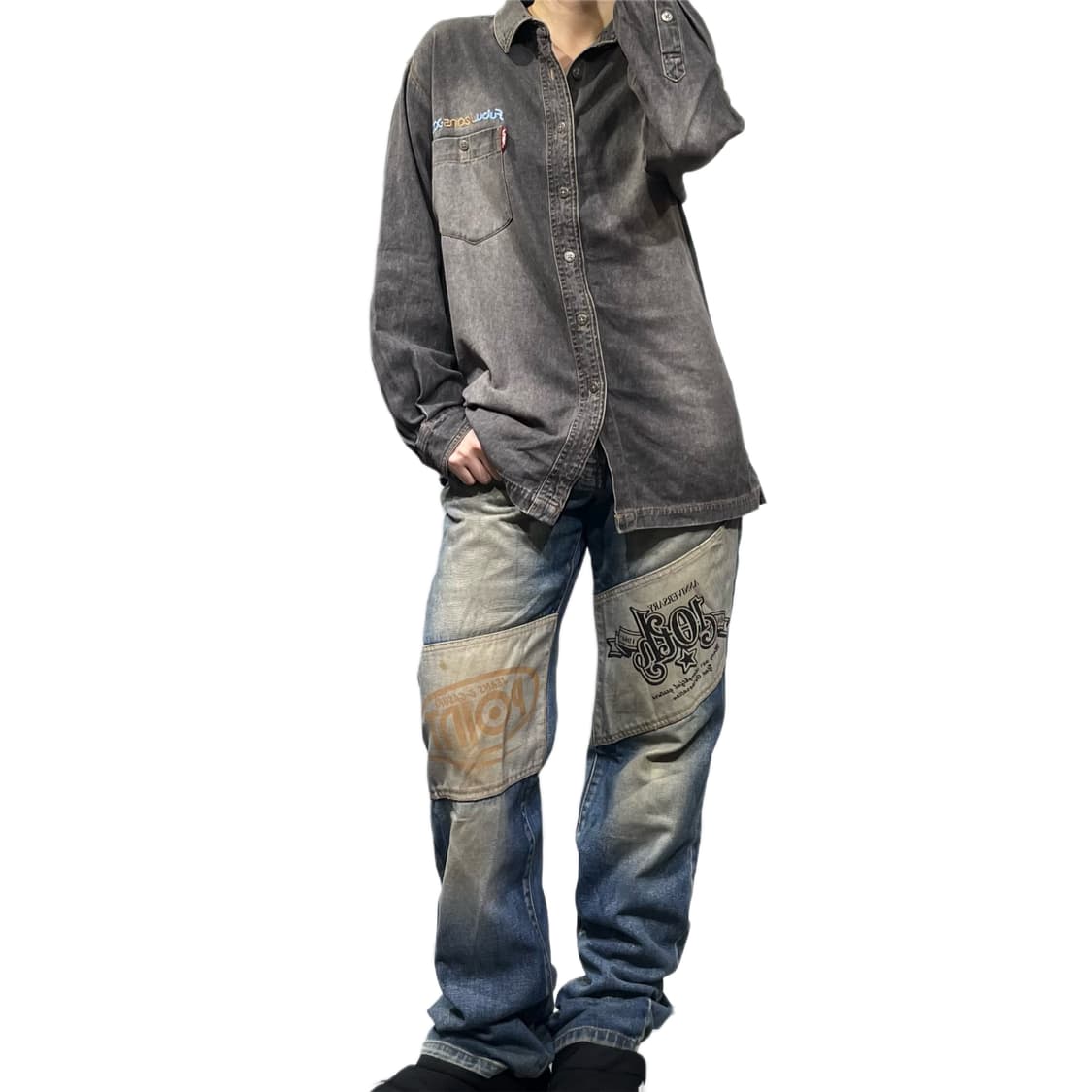 FUBU 흑청 워싱 셔츠 상품이미지2