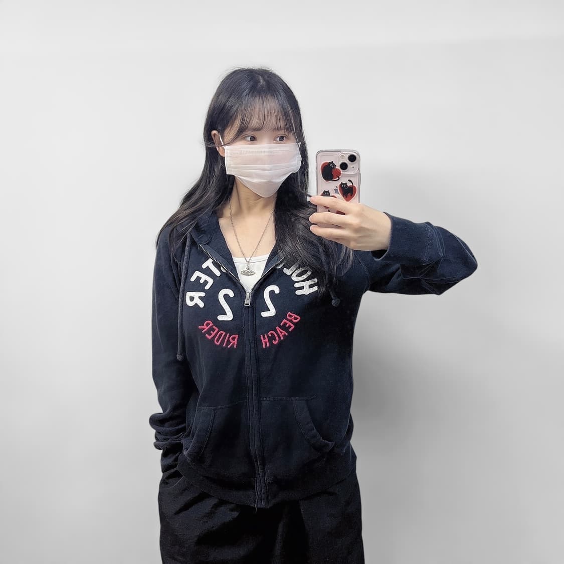 홀리스터 아치 로고 후드집업 네이비 상품이미지1