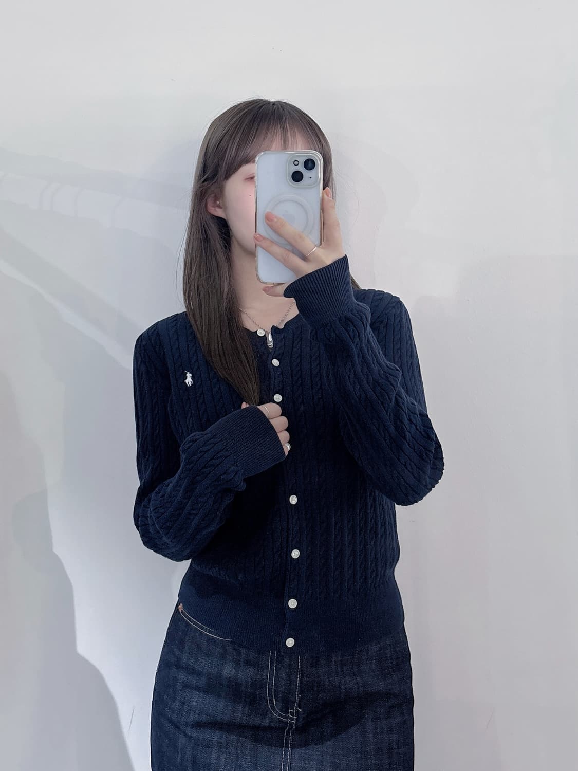 폴로랄프로렌 화이트포니 네이비 케이블 가디건 상품이미지2