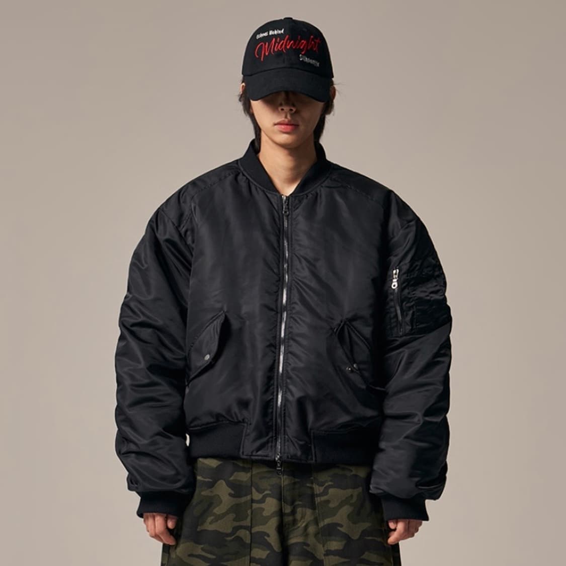 아이돈워너셀 Plane Shirring Ma-1 Black 상품이미지3