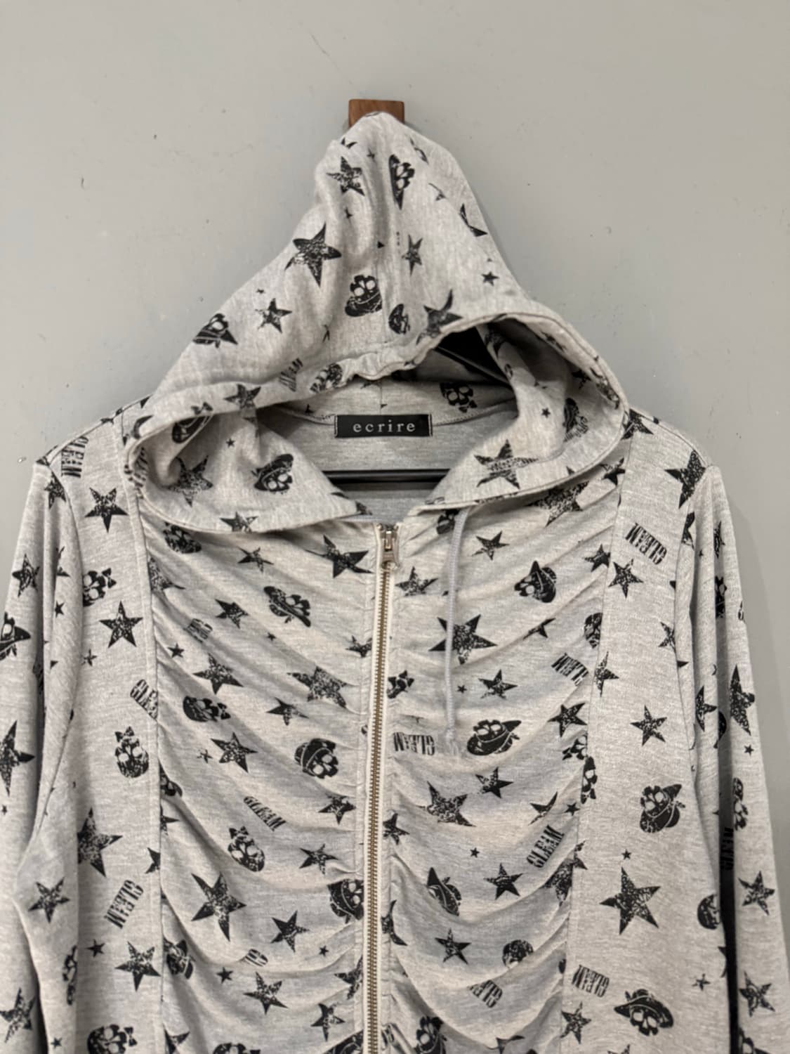 shirring detail skull hood zip-up 상품이미지6