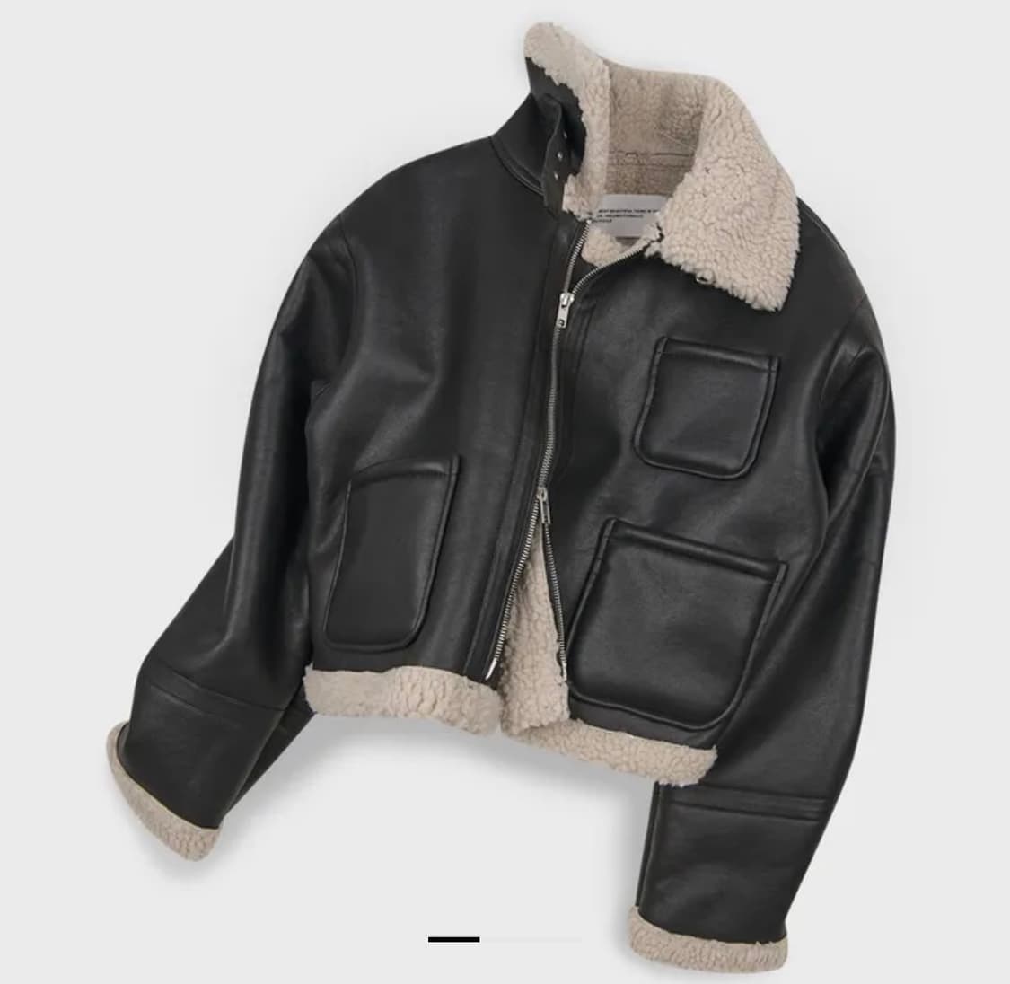 플레이스 스튜디오 솔리드 무톤 플리스 양털 레더 무스탕 자켓 상품이미지2