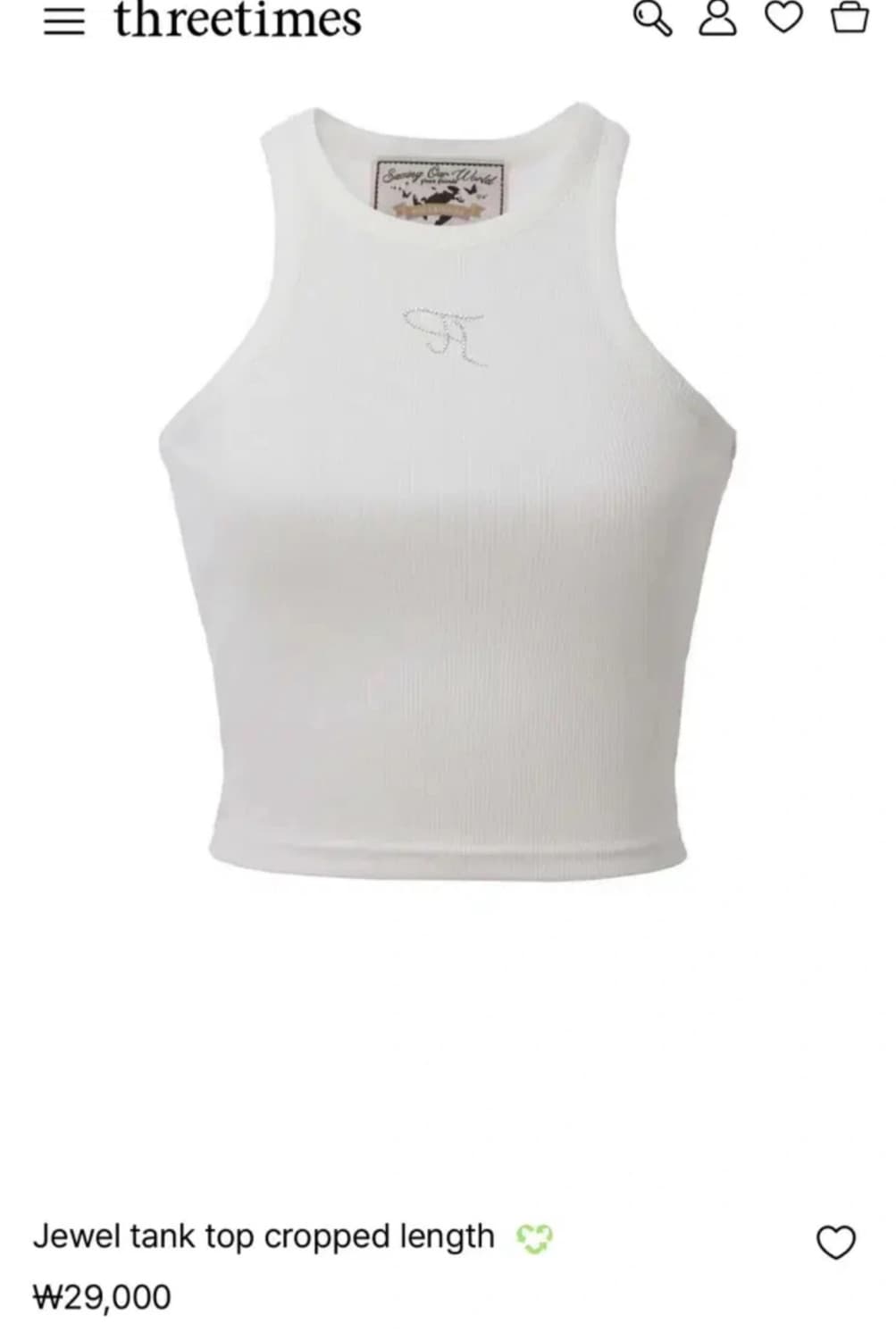 쓰리타임즈 나시S threetimes Jewel tank top crop 상품이미지1