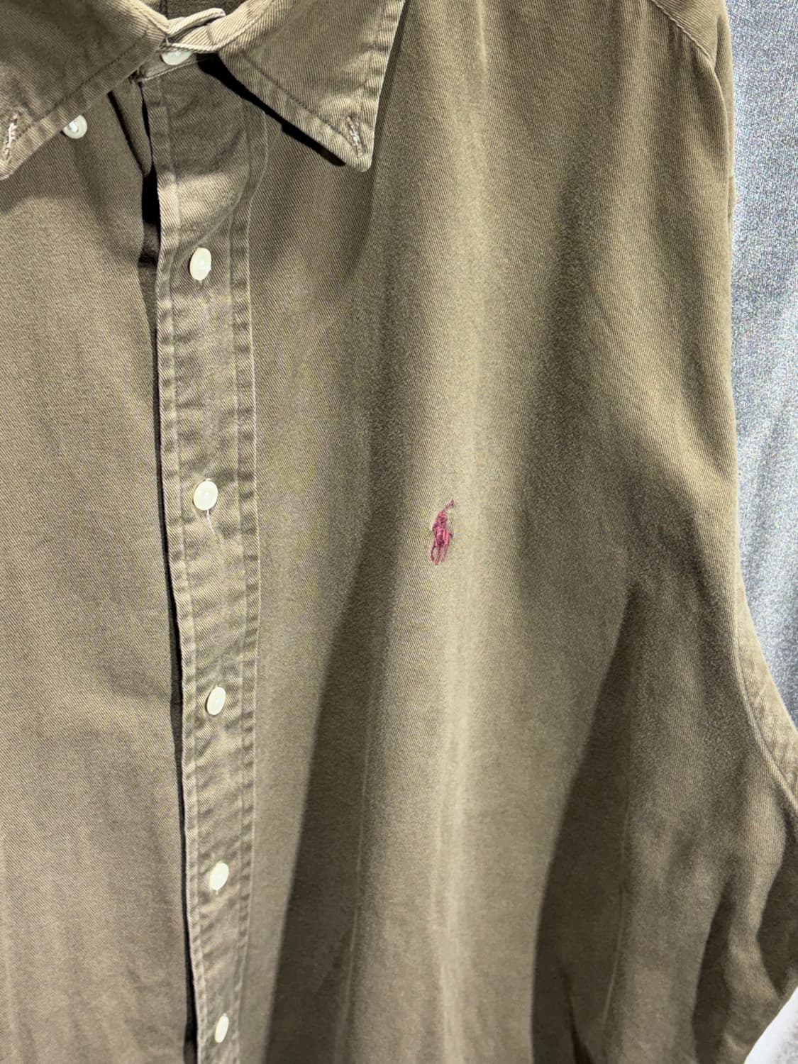 XL 폴로랄프로렌 버건디포니 브라운 코튼 셔츠 상품이미지4