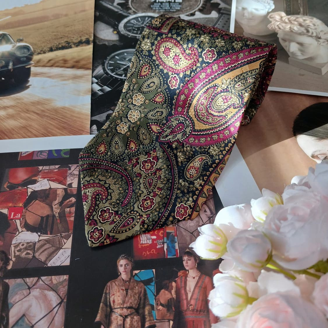 산 조르지오 실크 그린 페이즐리 넥타이 9.9cm A+등급 A18437
 상품이미지2